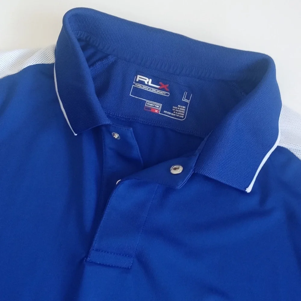 Men's RLX Ralph Lauren Royal Blue & White Short Sleeve Casual Golf Shirt XL